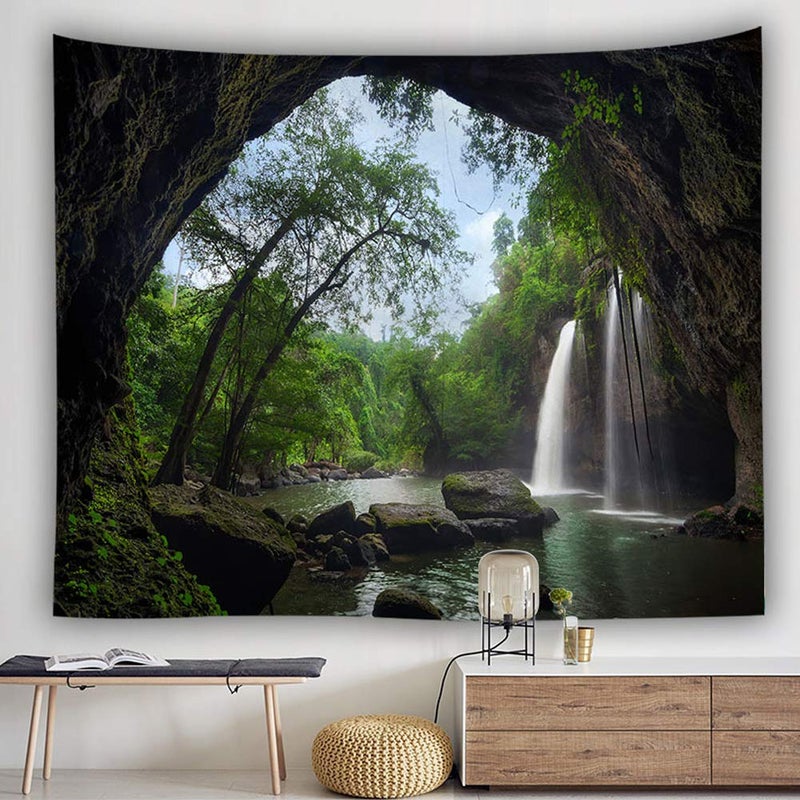 Llamazing Forest Landscape Tapestry for Home Decor - Living Room Bedroom Decoration Magic Curtain (Waterfall, 60''L51''W) - Image 2